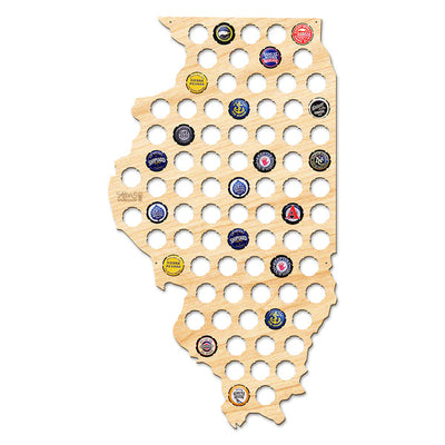 Illinois Beer Cap Map - Large